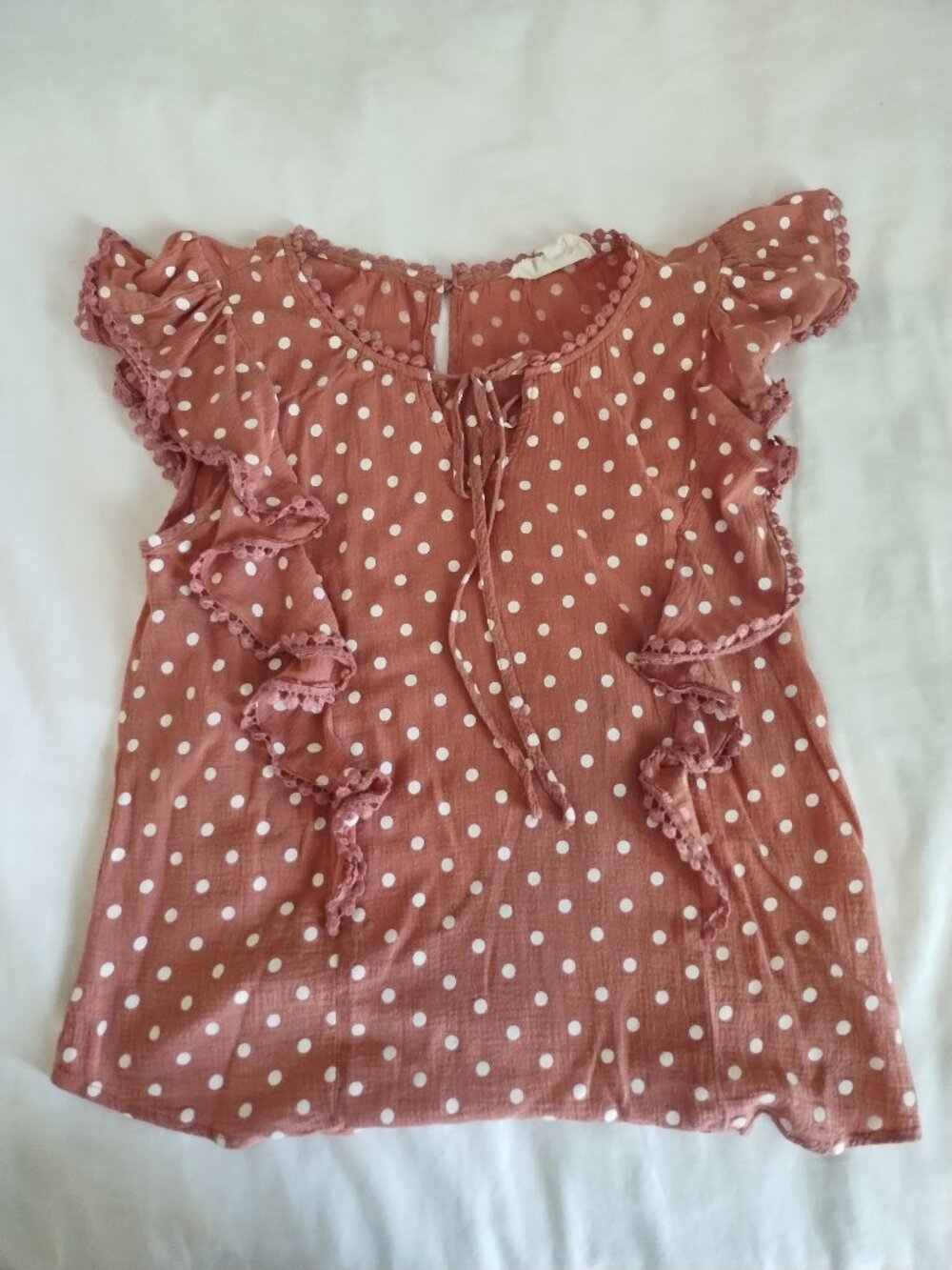 Sweet Wanderer Polka Dot Ruffle Blouse